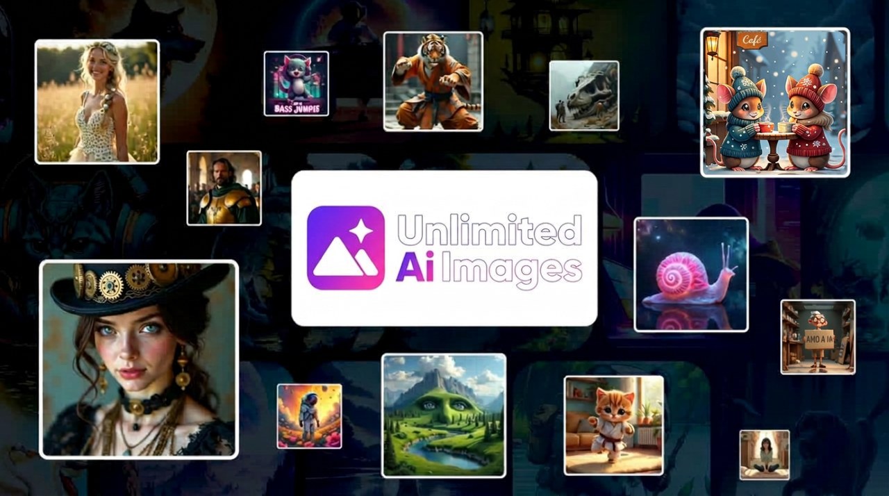 Exemplos de imagens e elementos gráficos gerados com Unlimited AI Images